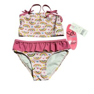Brand new with tags 2t pink rainbow swimsuit with upf 50+ sun protection.